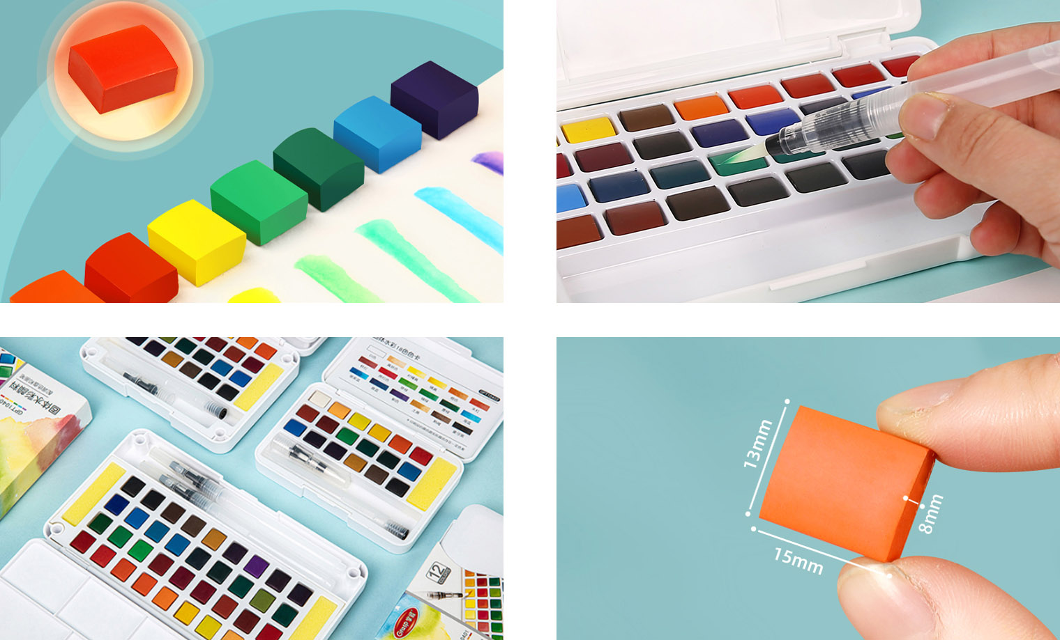 12/24/36/48 Color Solid Portable Watercolour Paint Sets