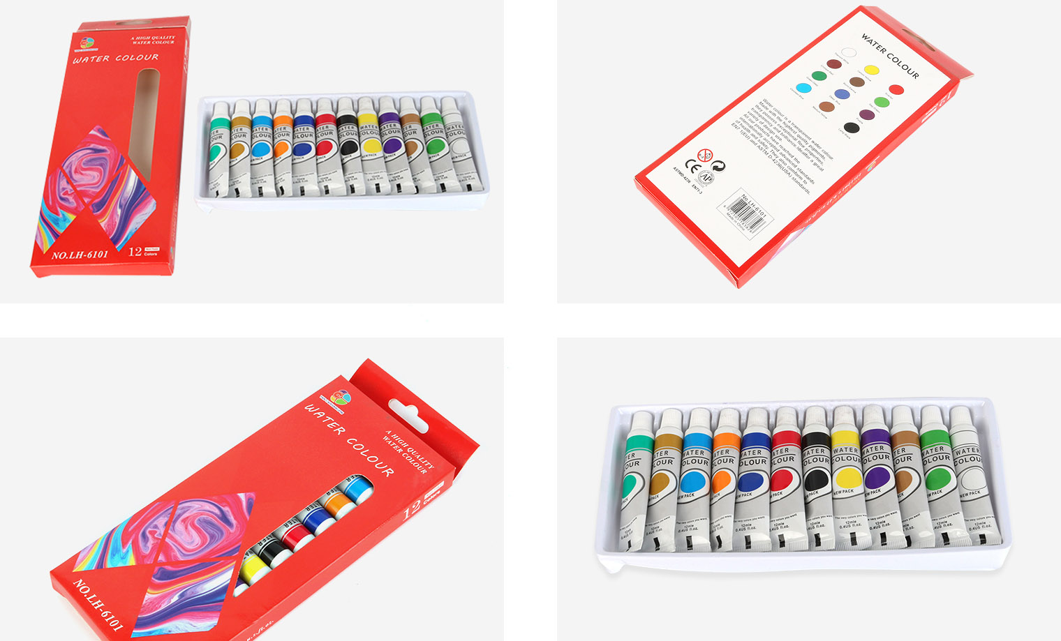 12-Color Aluminum-Plastic Tube Watercolor Pigment Set